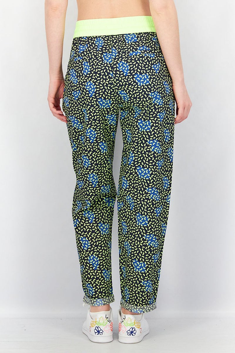 EDC Women Regular Fit Side Pocket All Over Print Pants, Navy Combo - Image 3